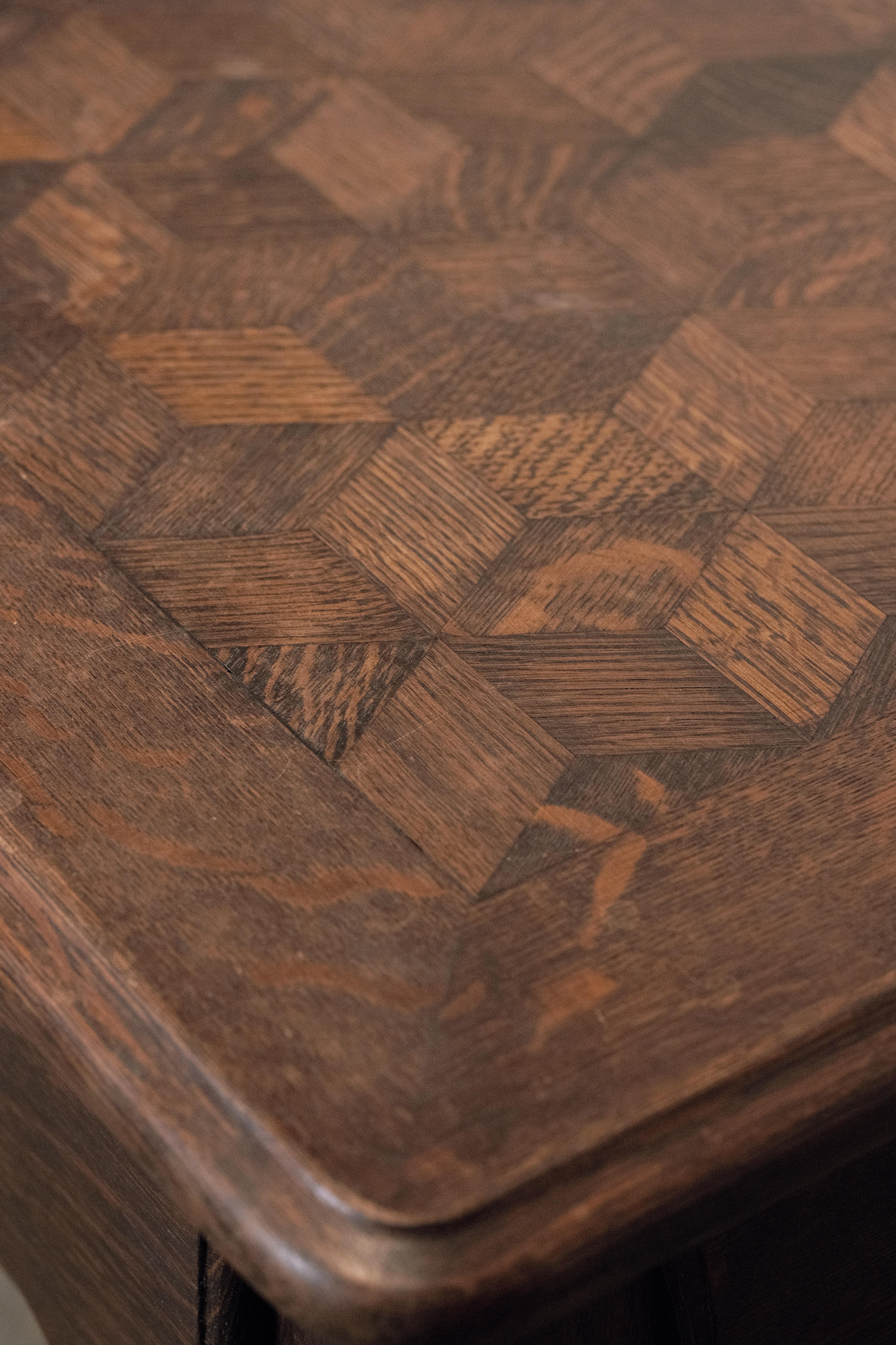 French Oak Writing Desk with a Parquet Top 4