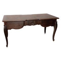 French Oak Writing Desk with a Parquet Top