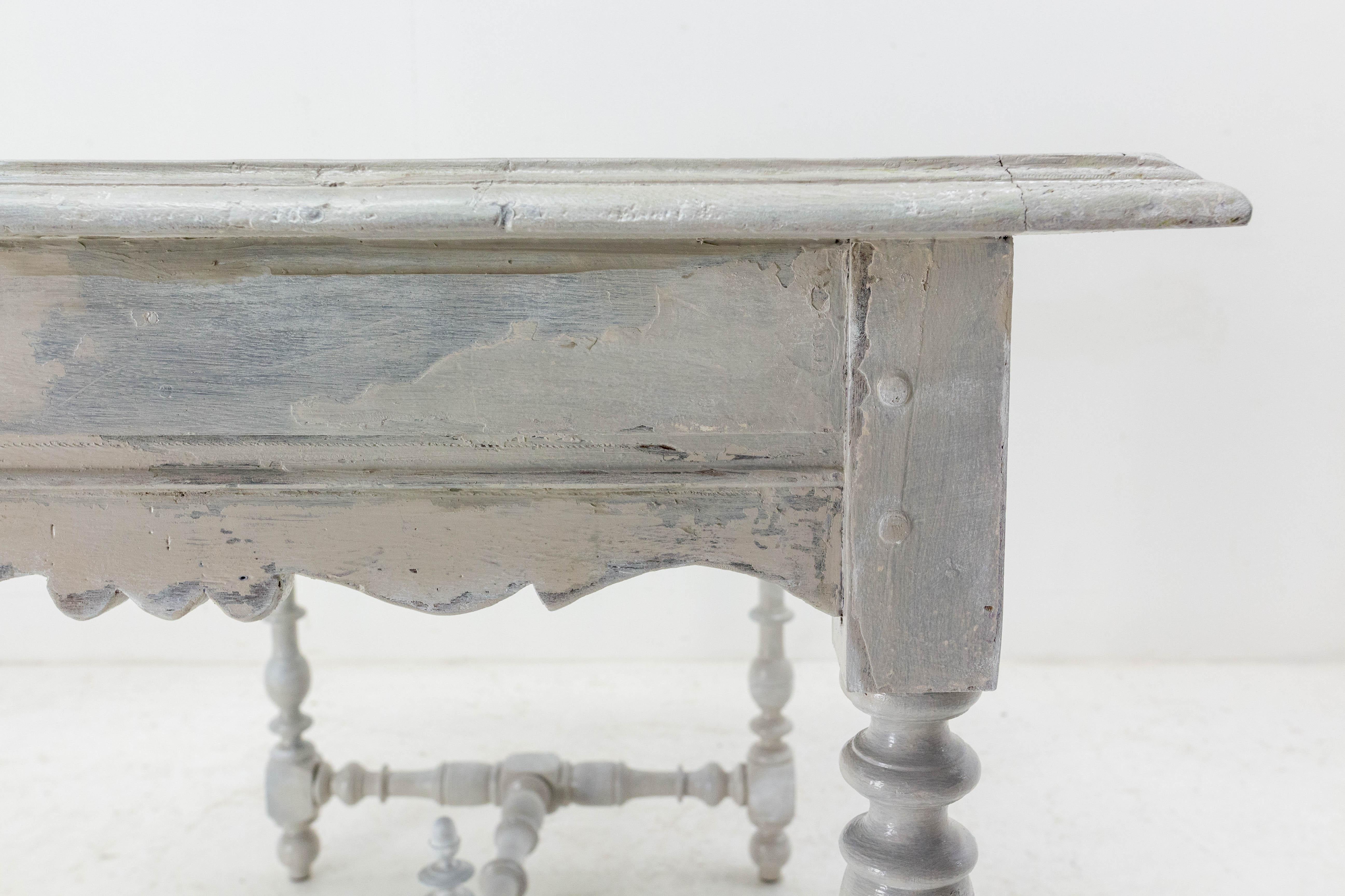 French Oak Writing Table Louis XIII Style and Shabby Finish, 19th Century For Sale 9