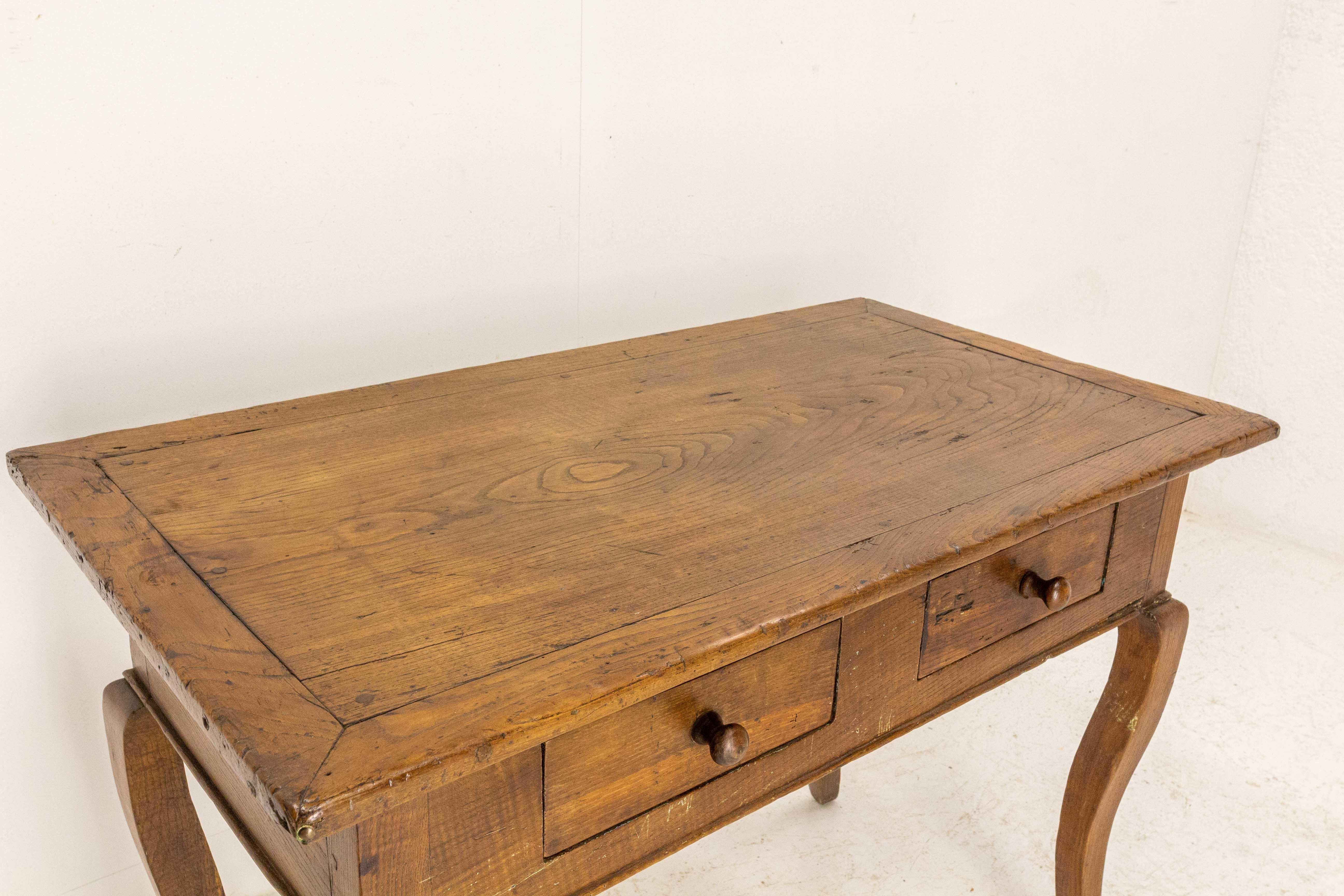 French Oak Writing Table Louis XV Style Brutalist Aspect, Early 19th Century 3