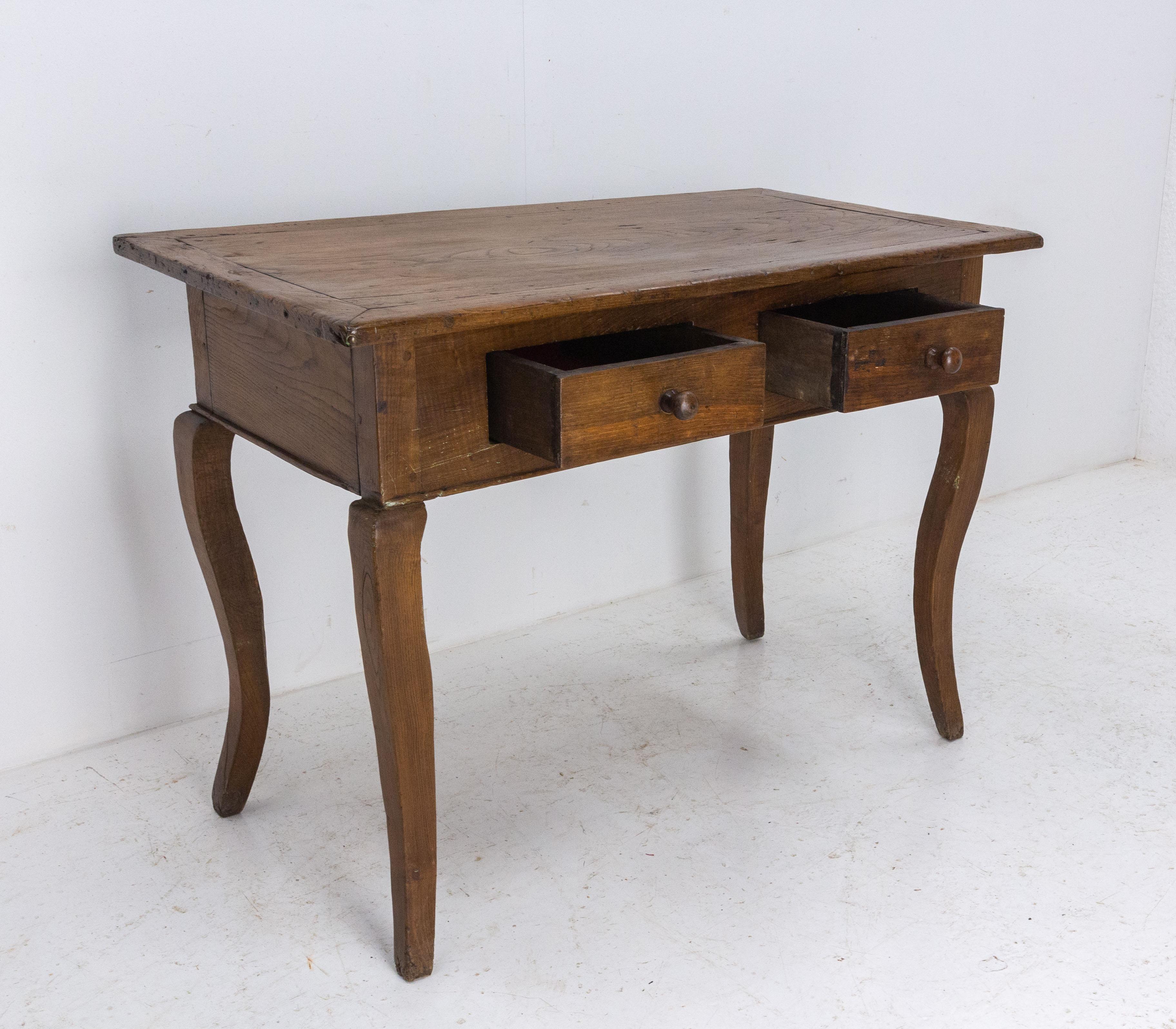 French Oak Writing Table Louis XV Style Brutalist Aspect, Early 19th Century 5