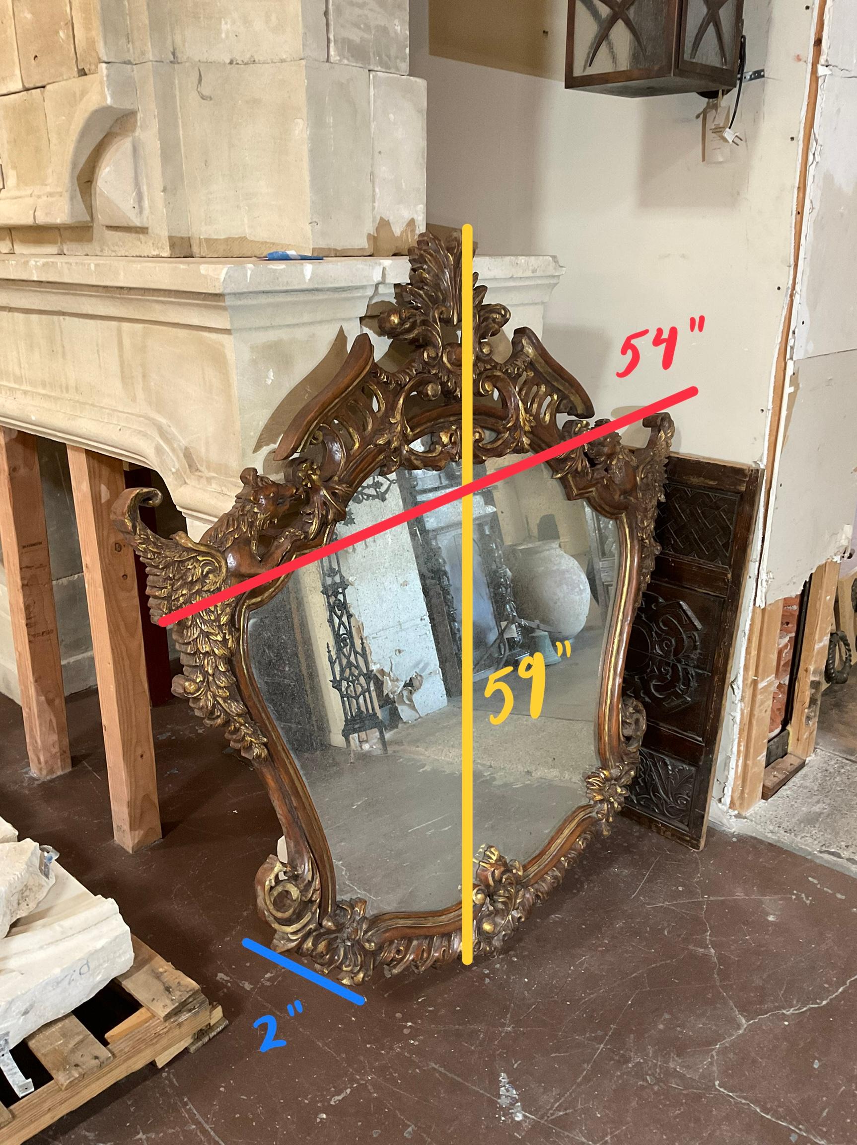 19th Century French Oakwood Mirror For Sale