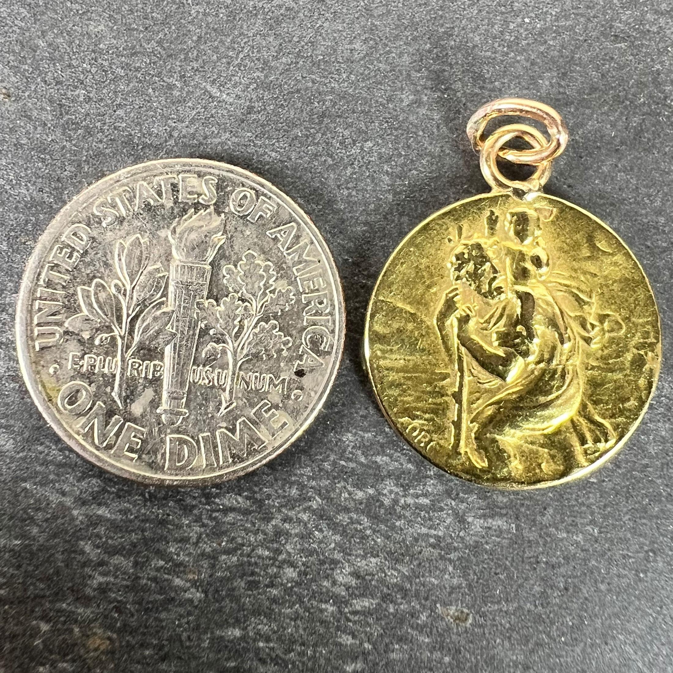 Médaille française OBC Saint Christopher Lightning Strike en or jaune 18 carats en vente 6