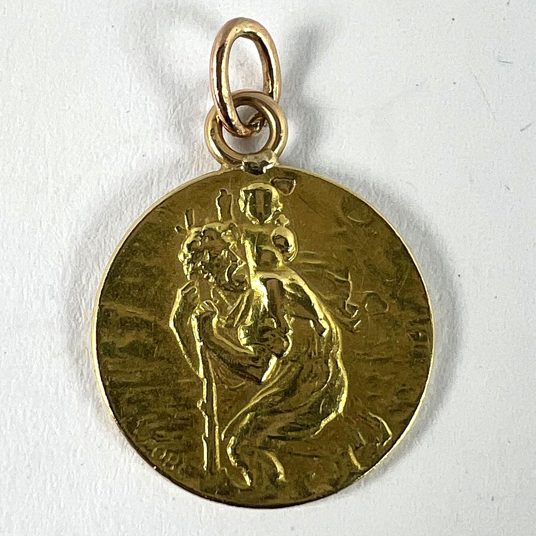 Médaille française OBC Saint Christopher Lightning Strike en or jaune 18 carats en vente 7