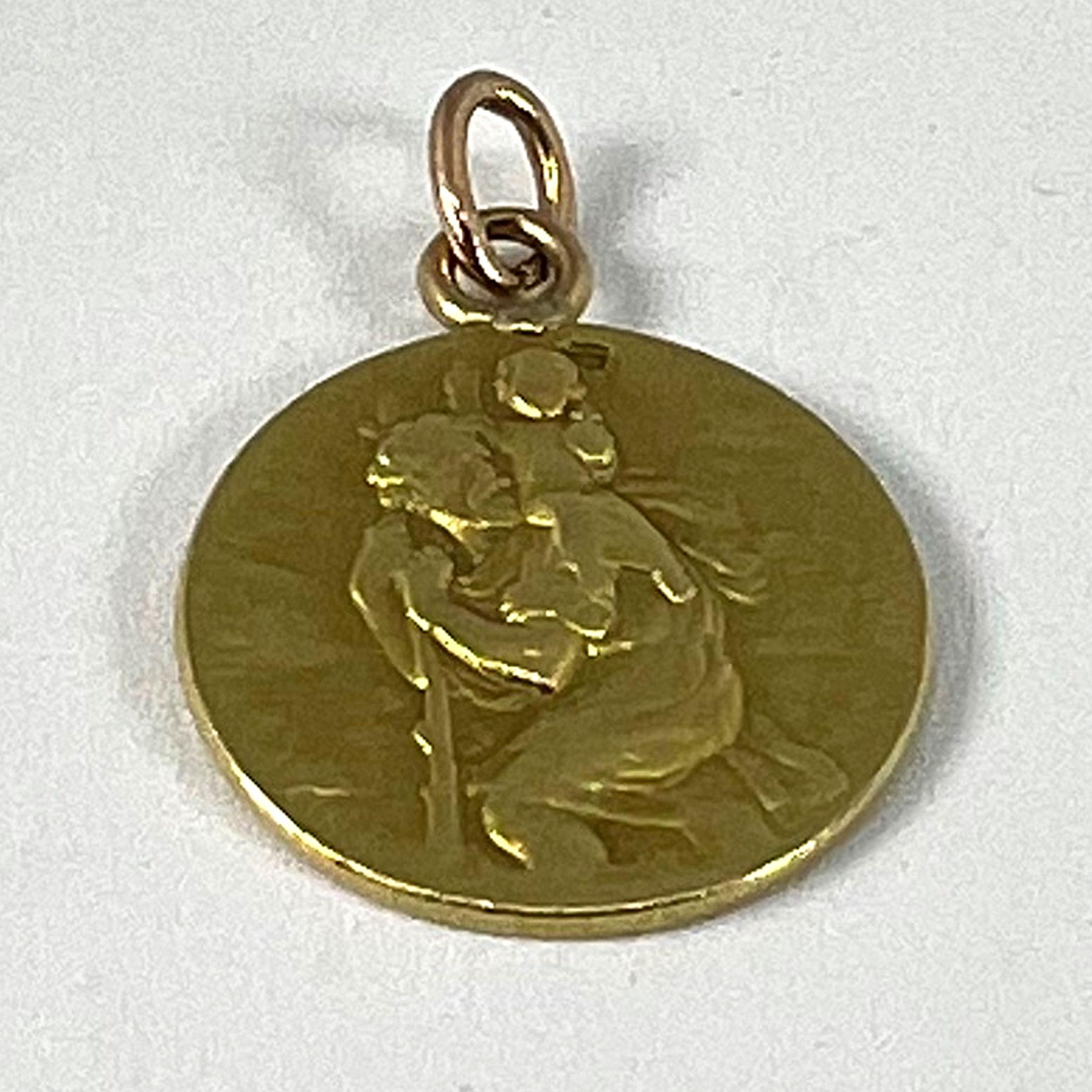 Médaille française OBC Saint Christopher Lightning Strike en or jaune 18 carats en vente 9