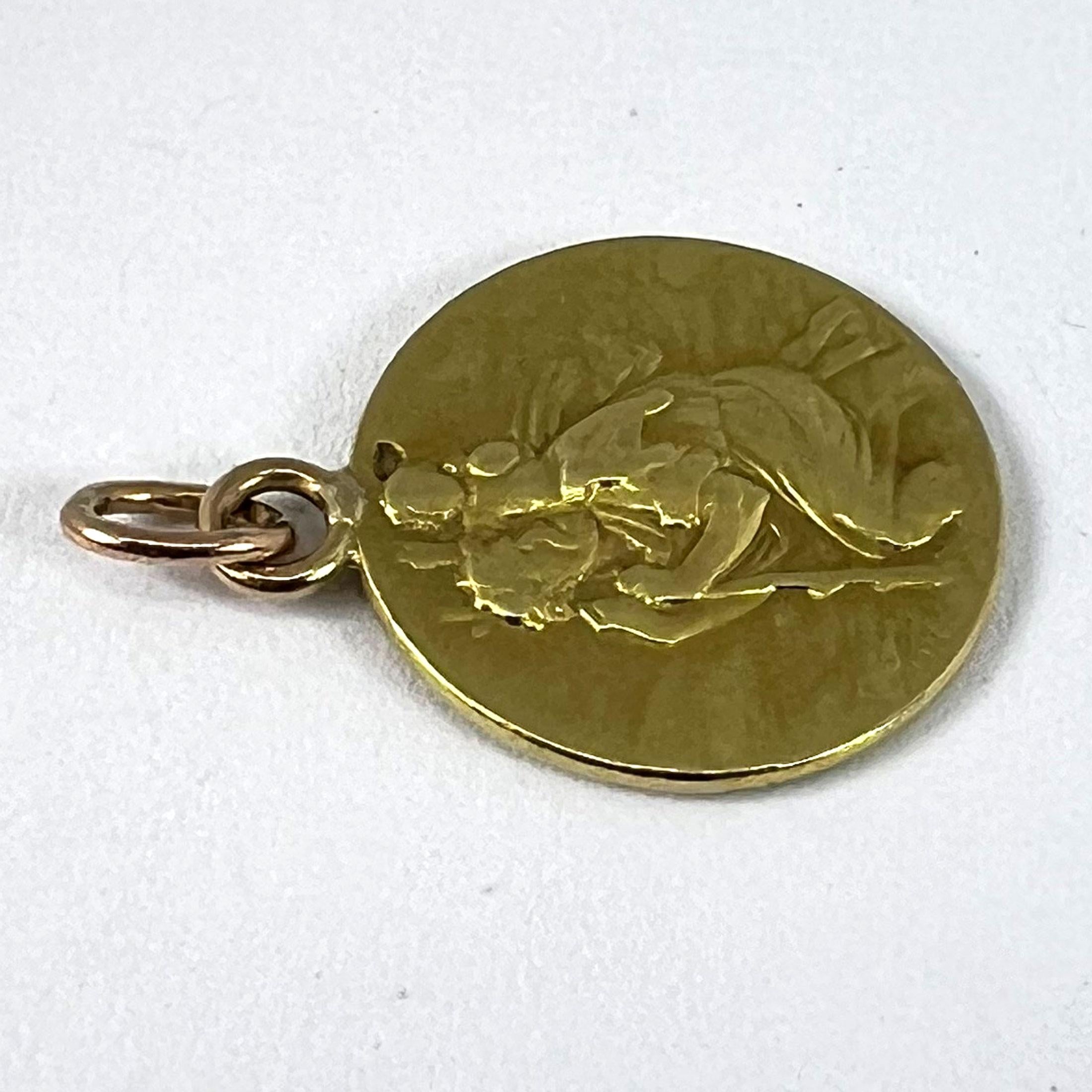 Médaille française OBC Saint Christopher Lightning Strike en or jaune 18 carats en vente 10