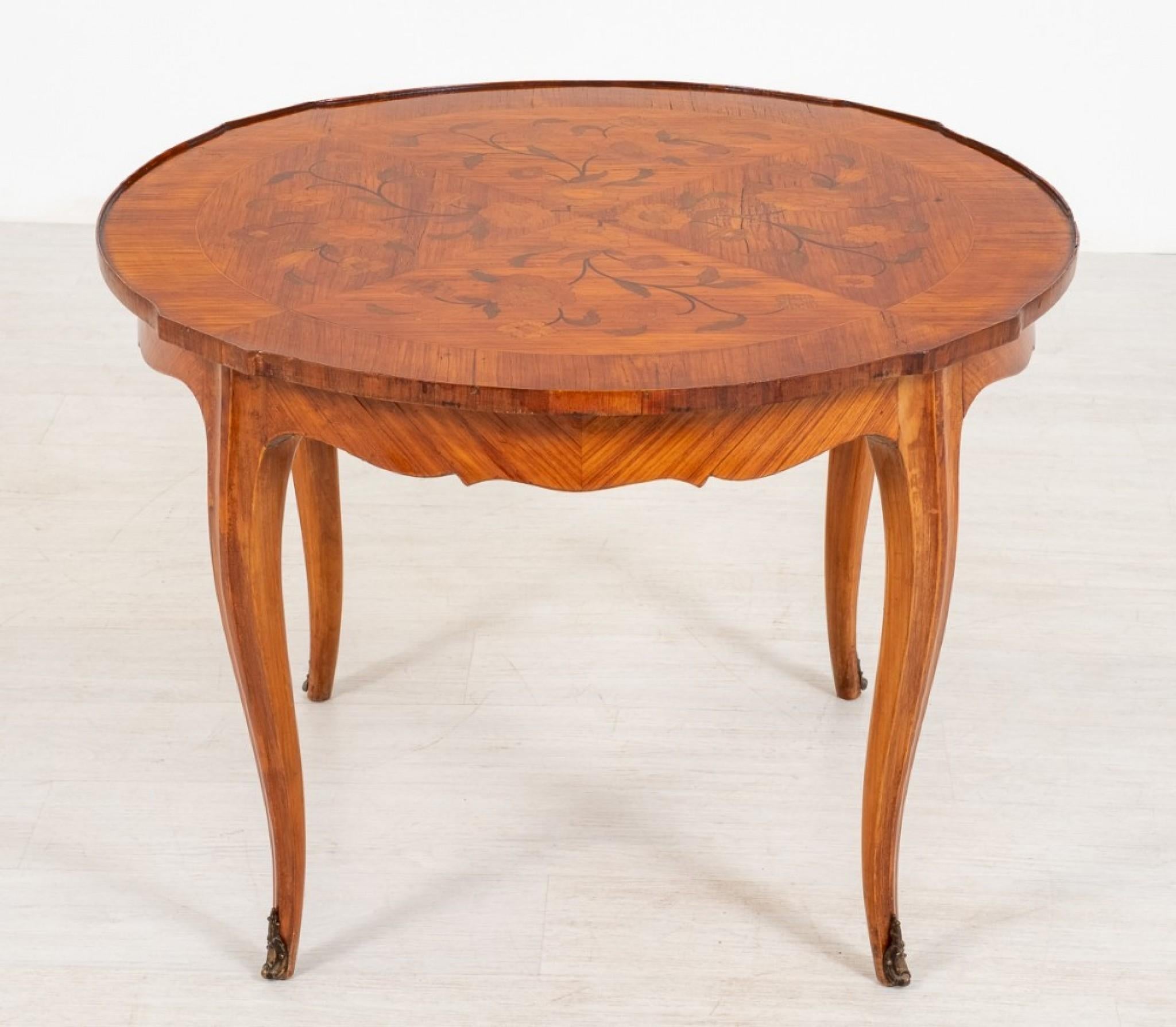 French Occasional Table Antique Side Floral Inlay For Sale 3