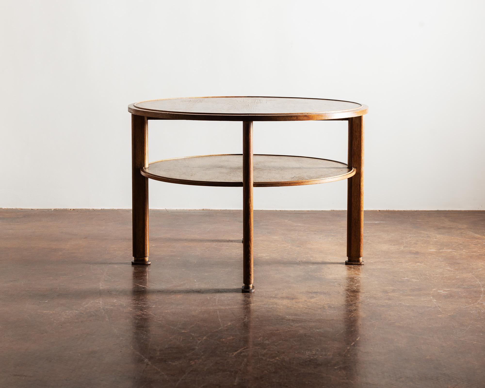 Mid-Century Modern French Occasional Table in Cerused Oak in the Manner of Jacques Adnet, 1940s