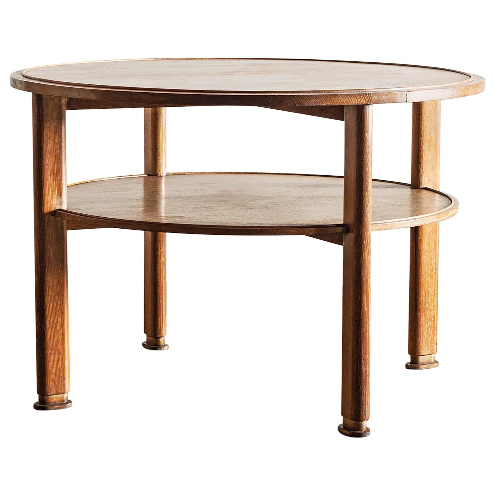 French Occasional Table in Cerused Oak in the Manner of Jacques Adnet, 1940s