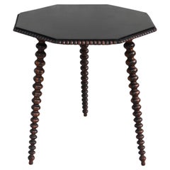 French Octagonal Bobbin Wood Tripod Table C1900