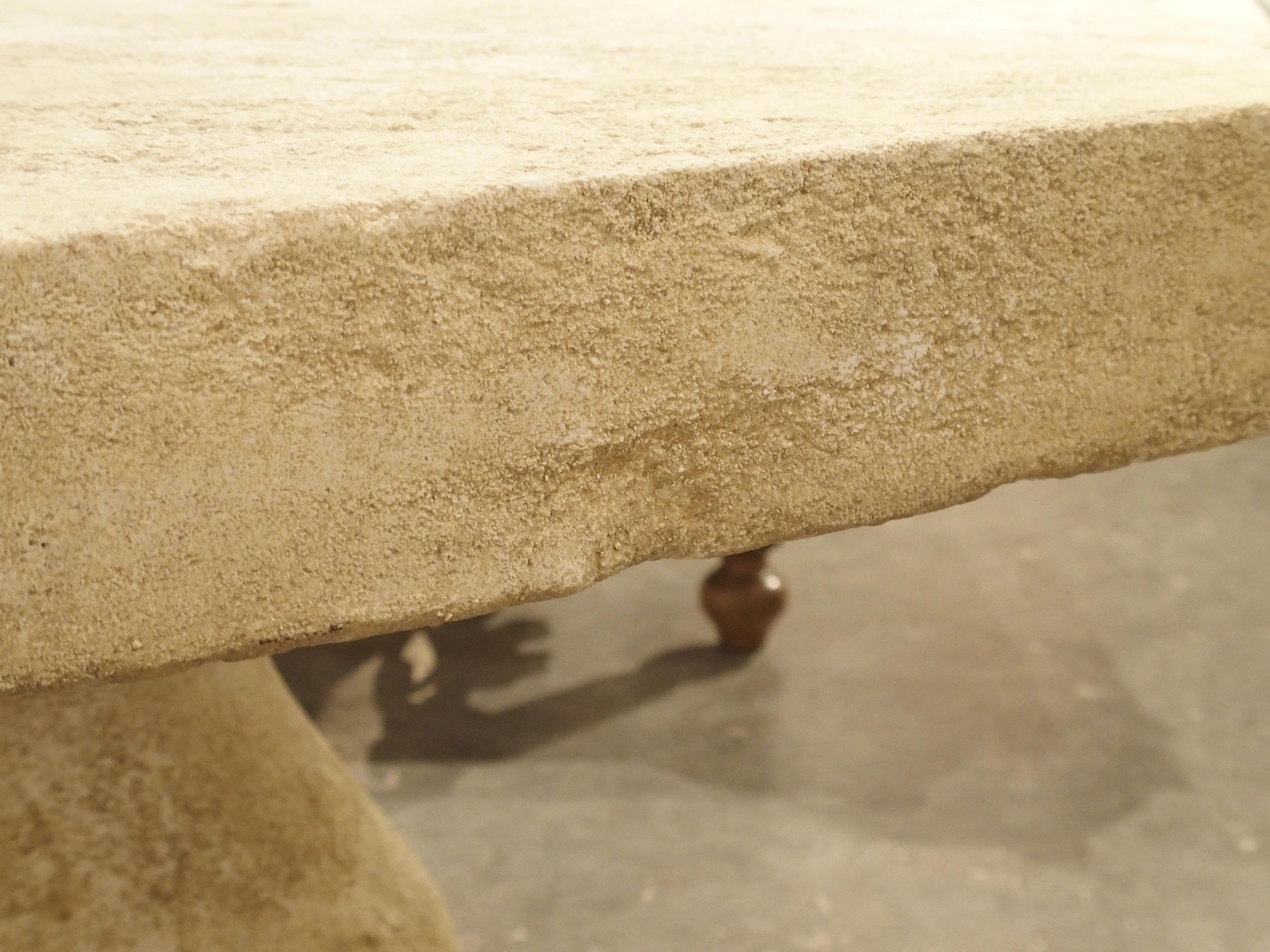 French Octagonal Center Table in Carved Limestone from Provence 4