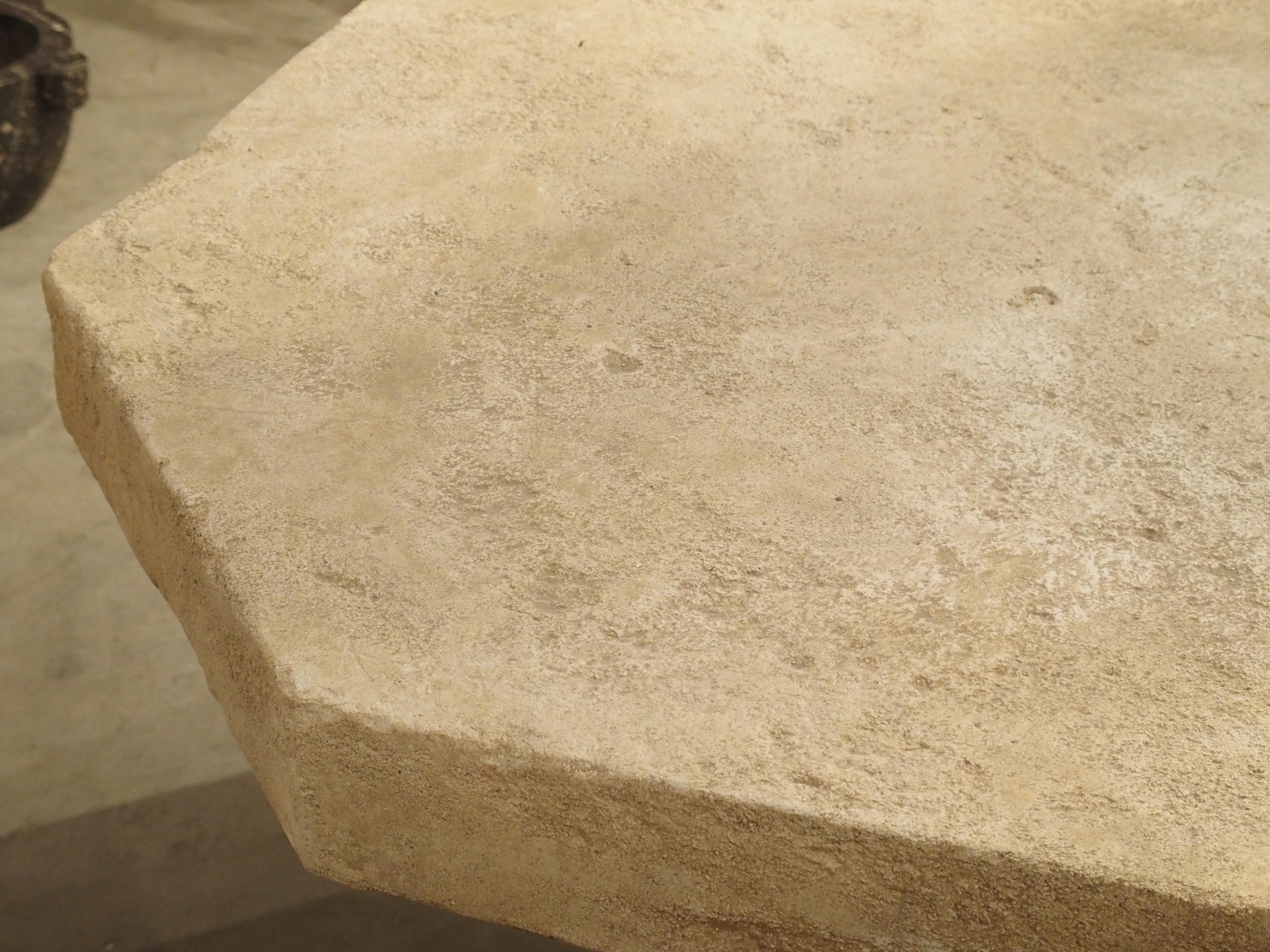 French Octagonal Center Table in Carved Limestone from Provence 5