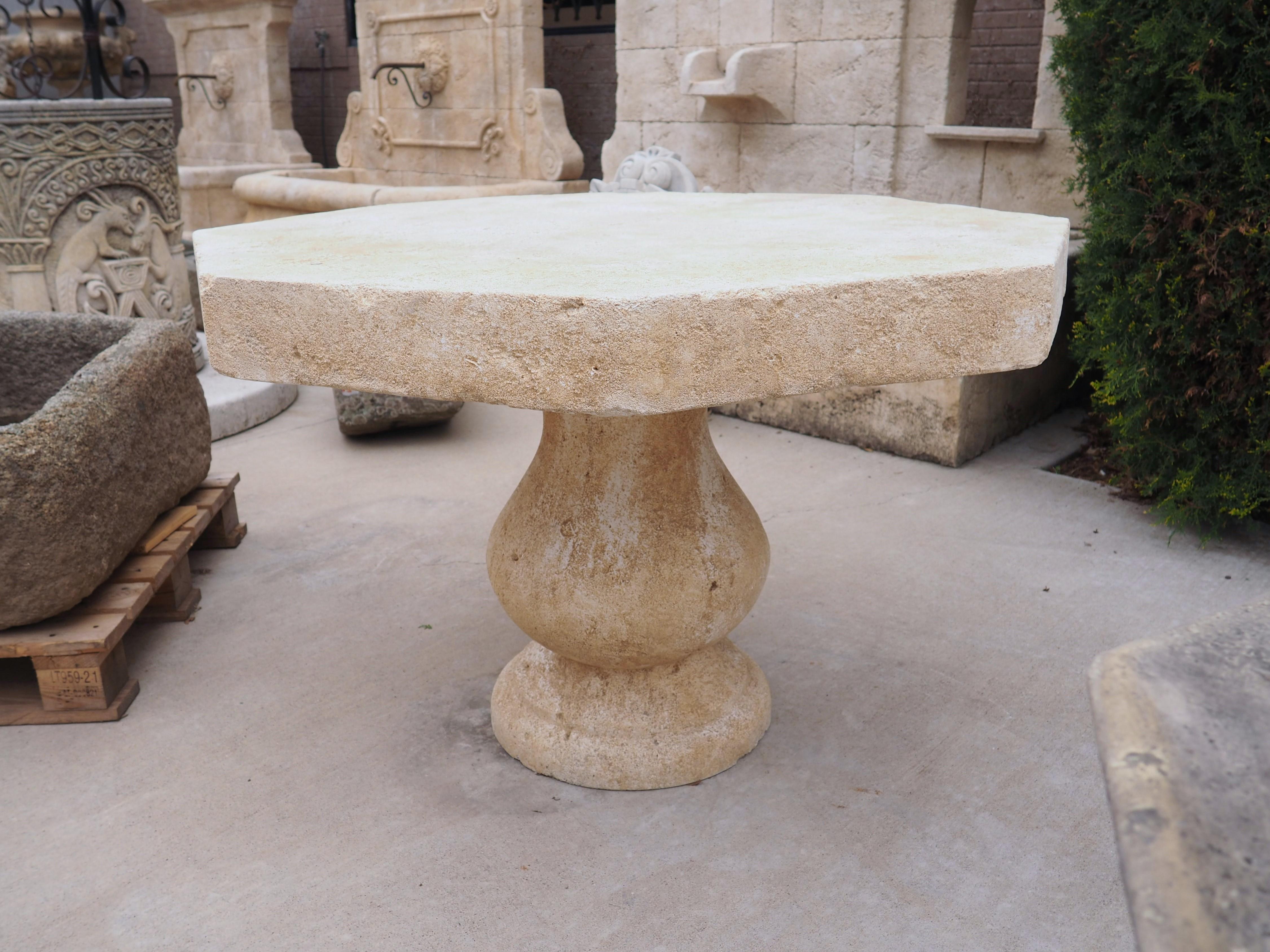 French Octagonal Center Table in Carved Limestone from Provence 5