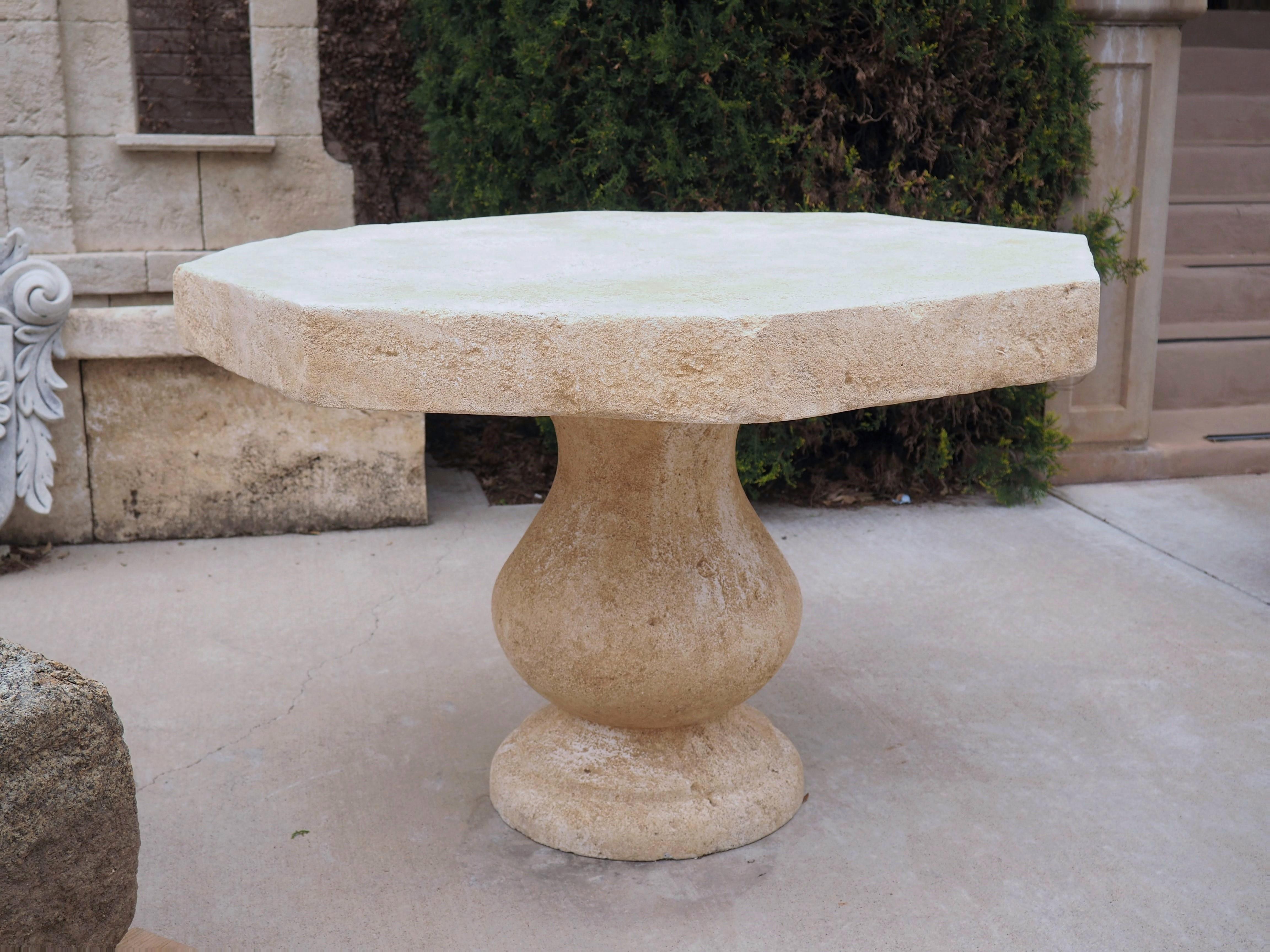 French Octagonal Center Table in Carved Limestone from Provence 6