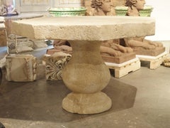 French Octagonal Center Table in Carved Limestone from Provence