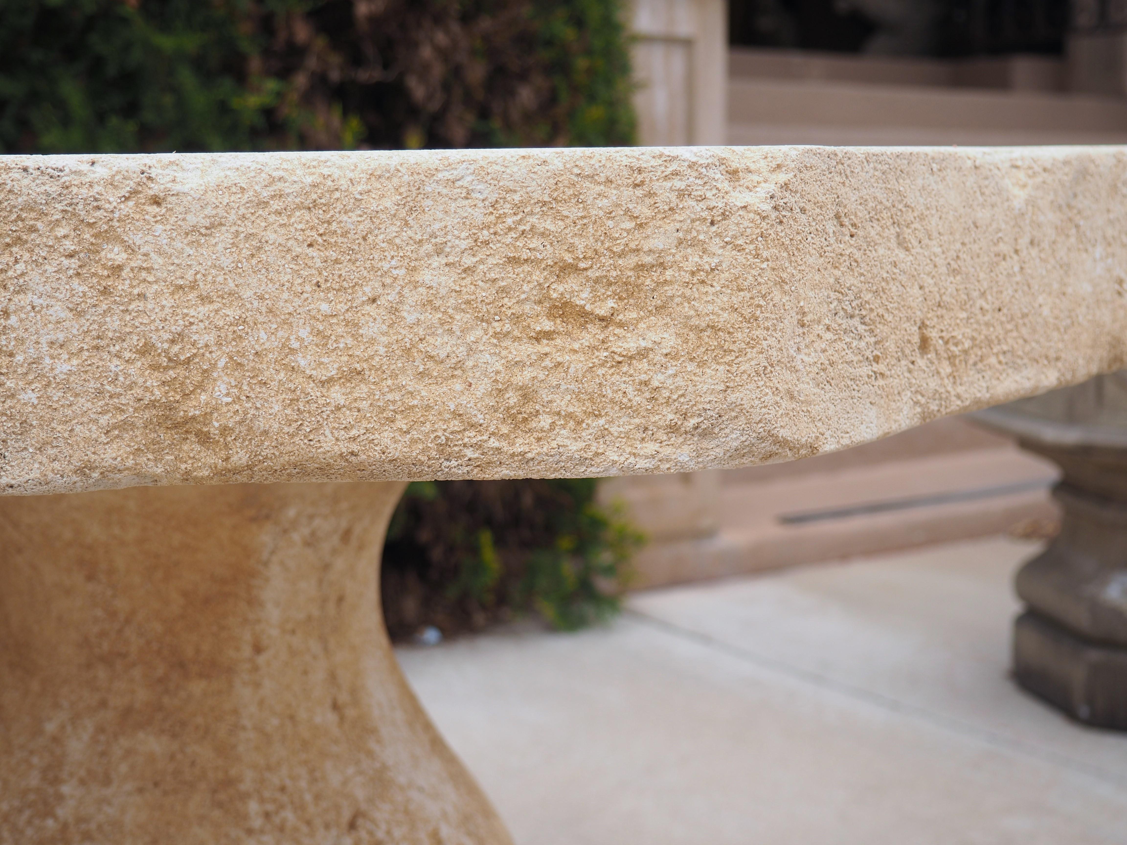 French Octagonal Center Table in Carved Limestone from Provence In Good Condition In Dallas, TX