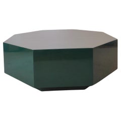French octagonal coffee table in green lacquered wood - 70s