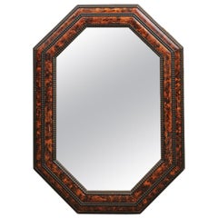 French Octagonal Faux Tortoiseshell Mirror, Late 19th Century