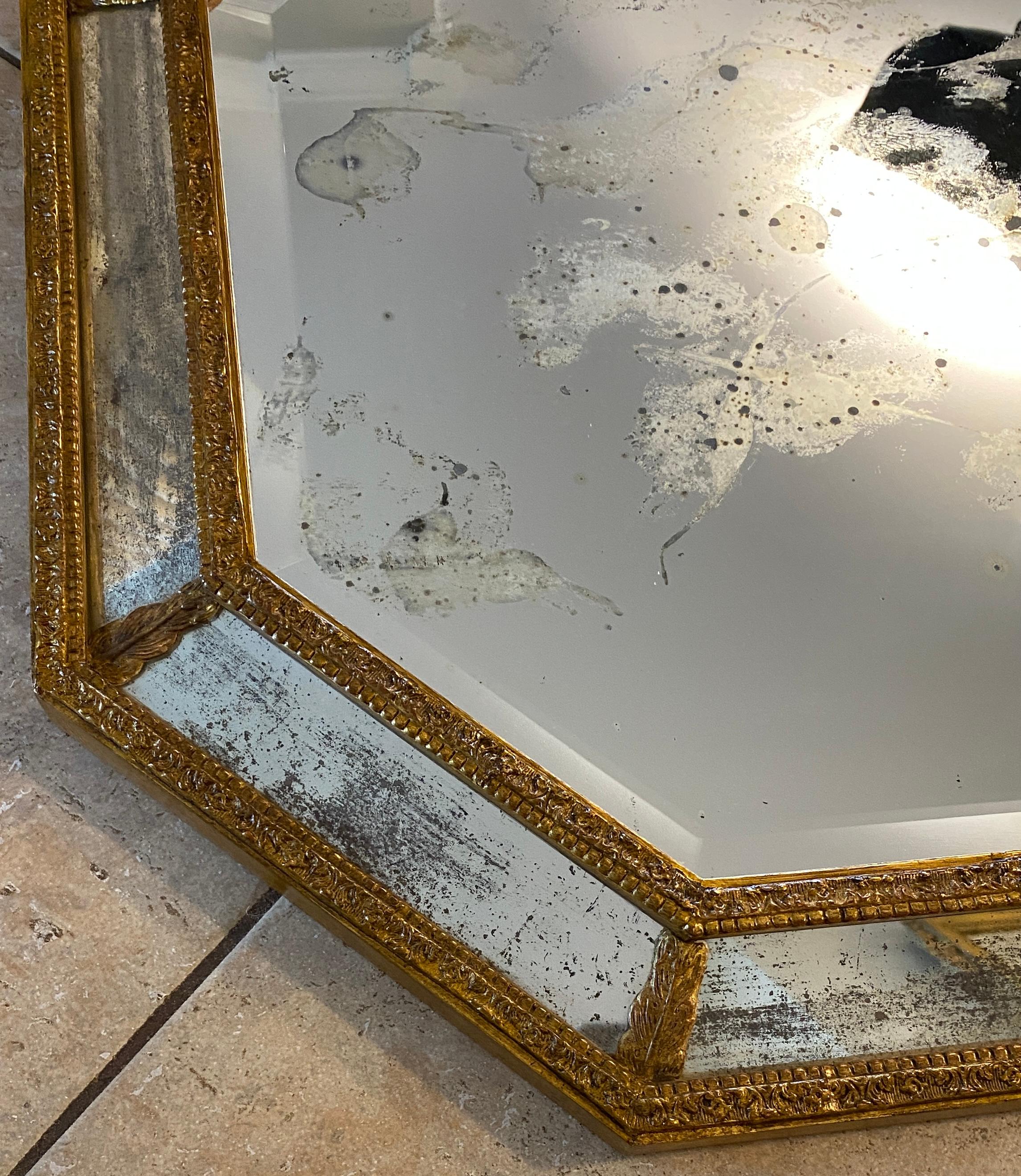 Miroir octogonal français, miroir mural de style Art déco en vente 1