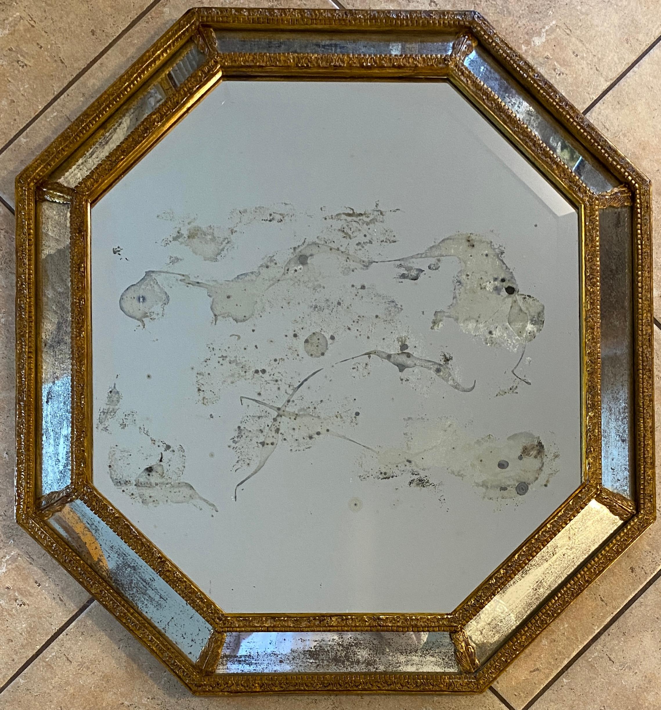 Miroir octogonal français, miroir mural de style Art déco en vente 2