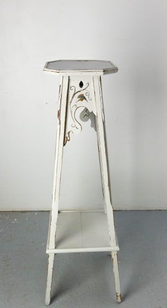 Sellette octogonale ou porte-plante en peuplier peint à la patine vers 1900.