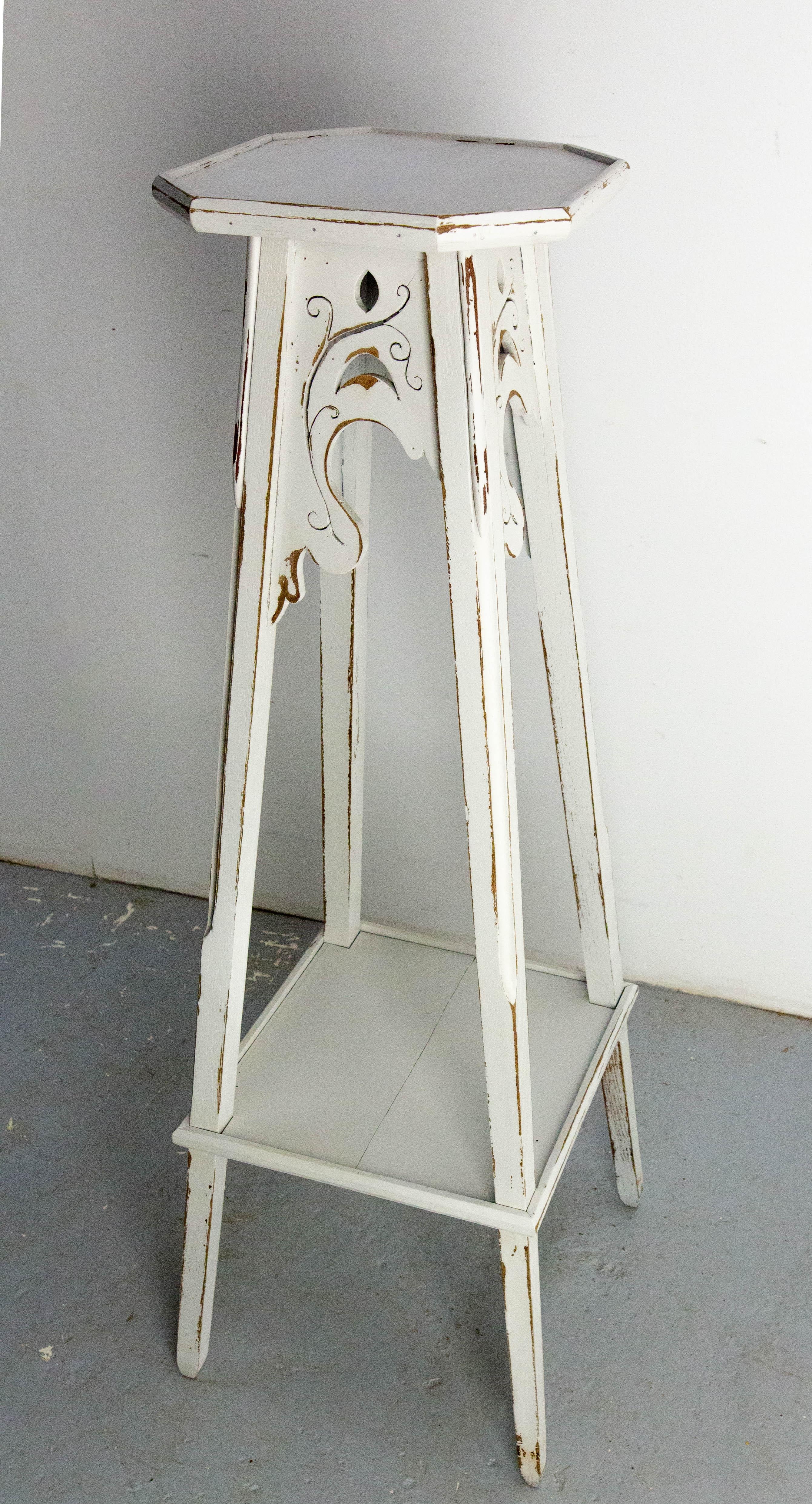 Patinato Piedistallo o portapiante francese Octogonal Selette in pioppo patinato c.C. 1900 in vendita