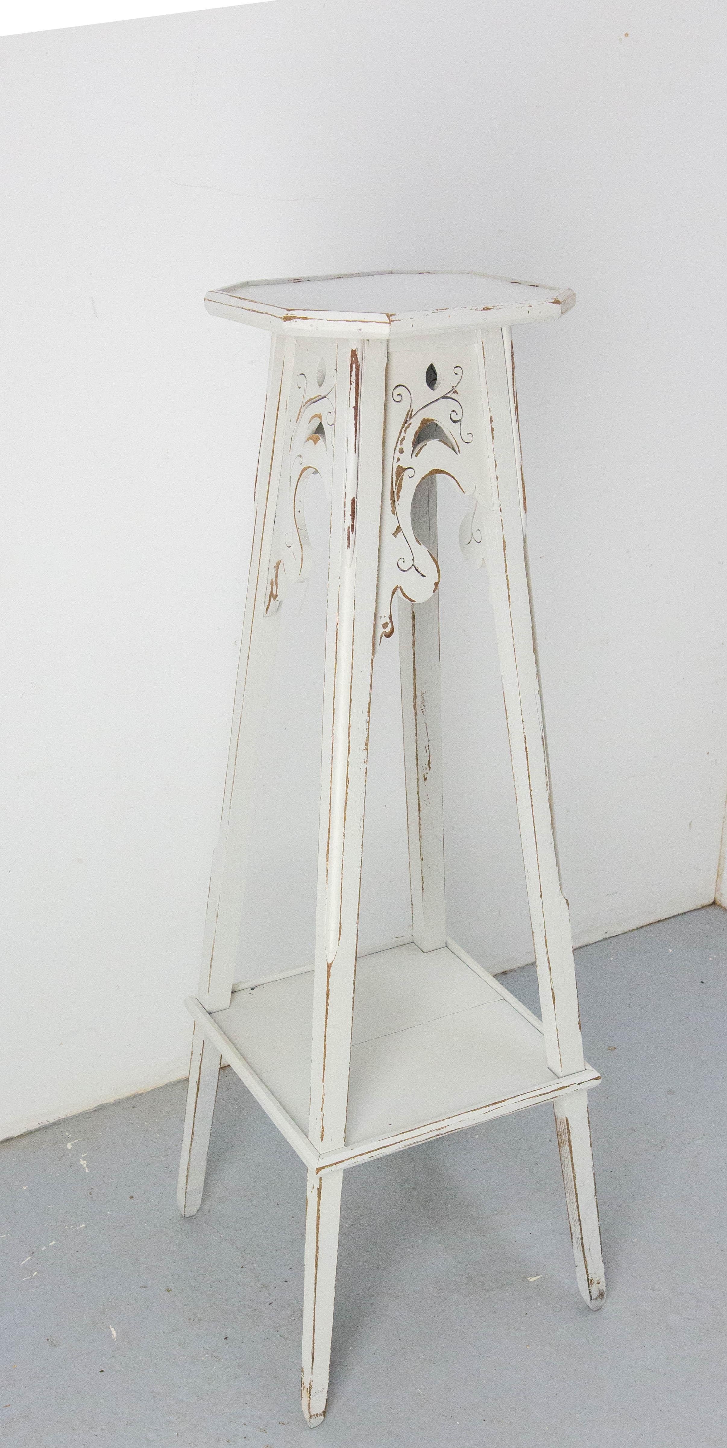 Pioppo Piedistallo o portapiante francese Octogonal Selette in pioppo patinato c.C. 1900 in vendita