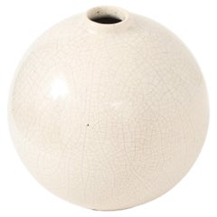 French Off White Crackle Vase, 1930-40