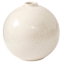 French Off White Crackle Vase, 1930-40