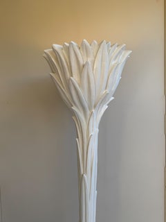 French Off White Plaster Palm Tree Torchier Floor Lamp by Serge Roche