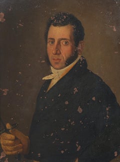 French Officer Portrait Oil-On-Copper c. 1830