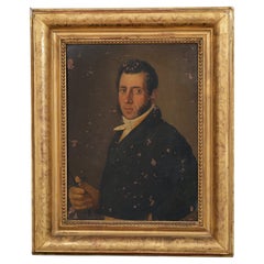 Antique French Officer Portrait Oil-On-Copper c. 1830