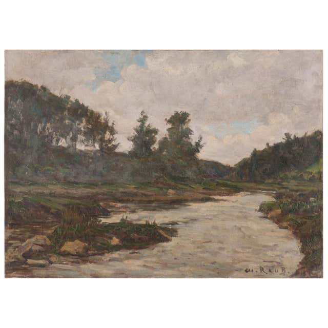 English Landscape Oil Painting by R. Perry at 1stdibs