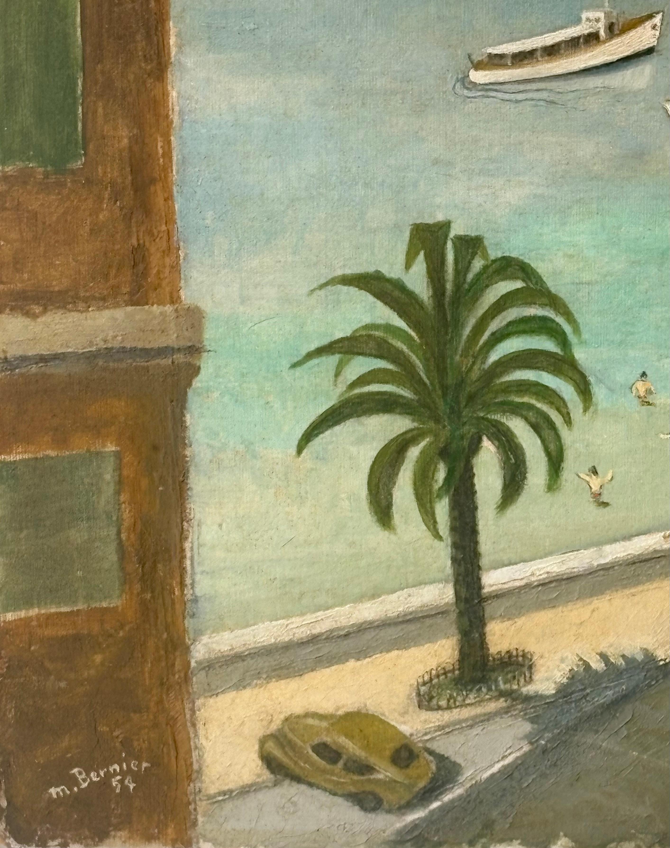 Peinture Français, Huile sur panneau de M Bernier, Signée et datée 1954 en vente