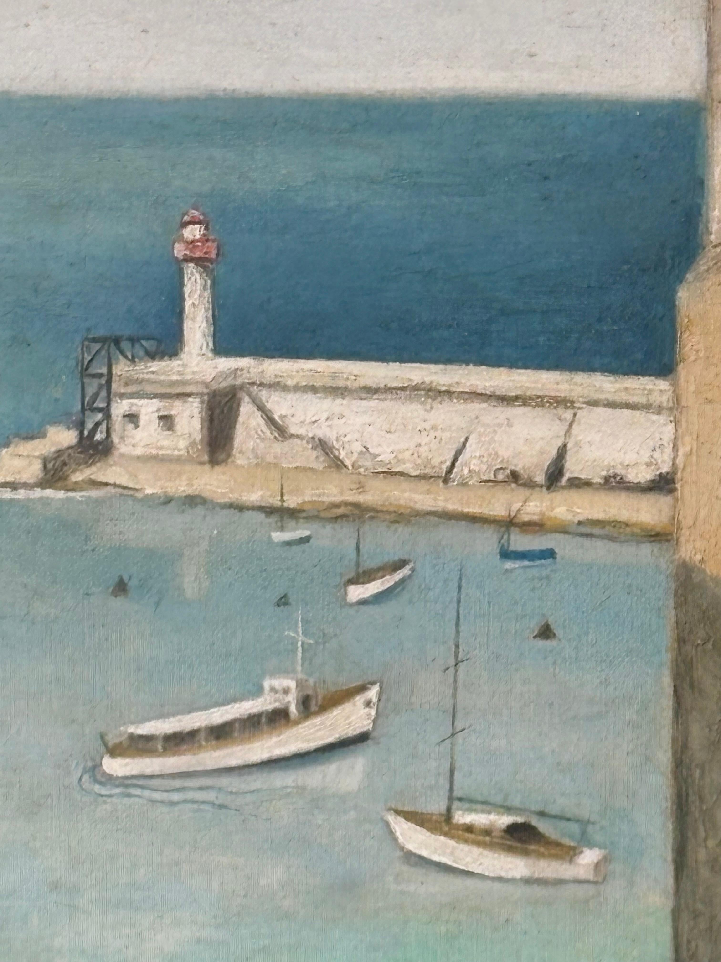 Français, Huile sur panneau de M Bernier, Signée et datée 1954 en vente 1