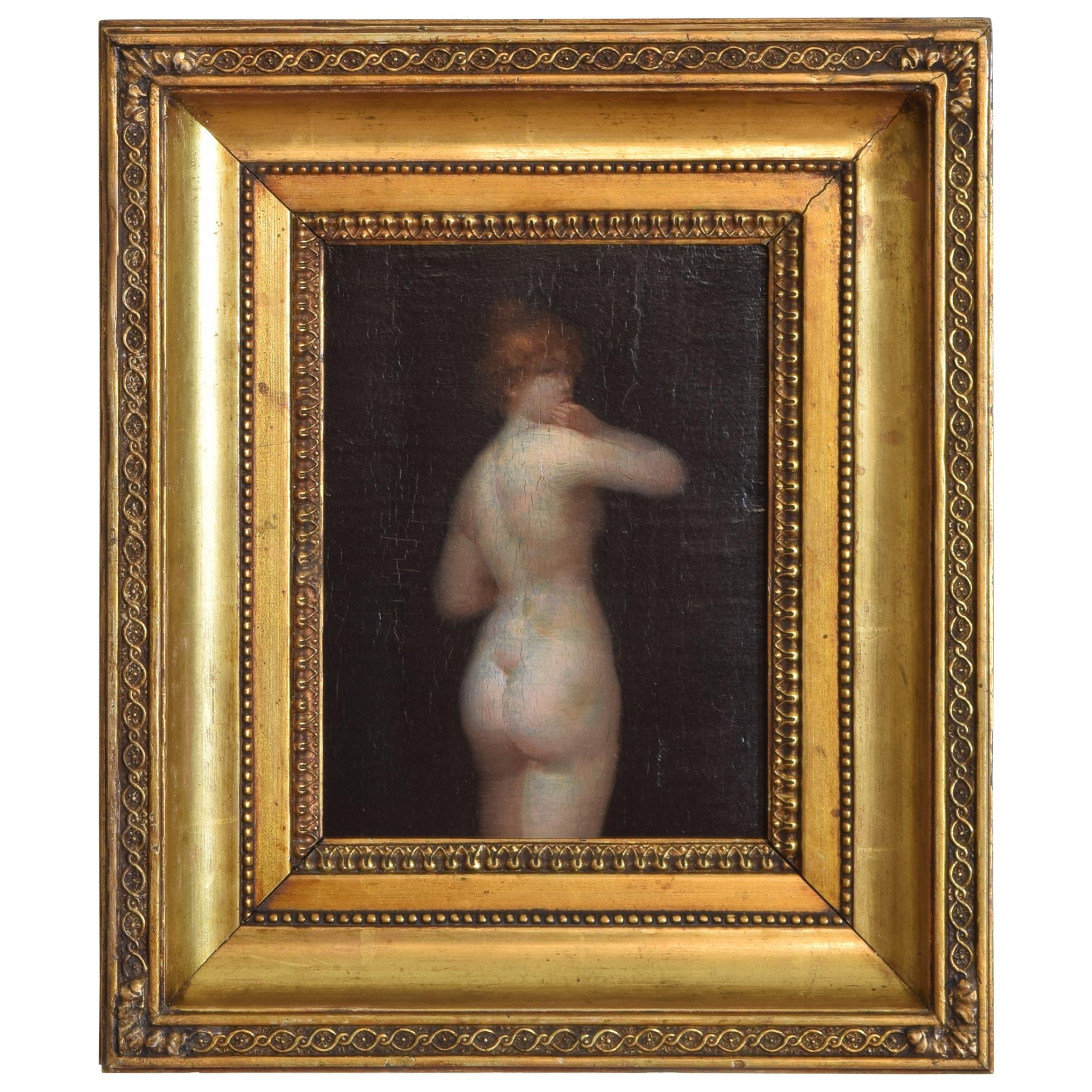 French Oil on Board of a Female Nude