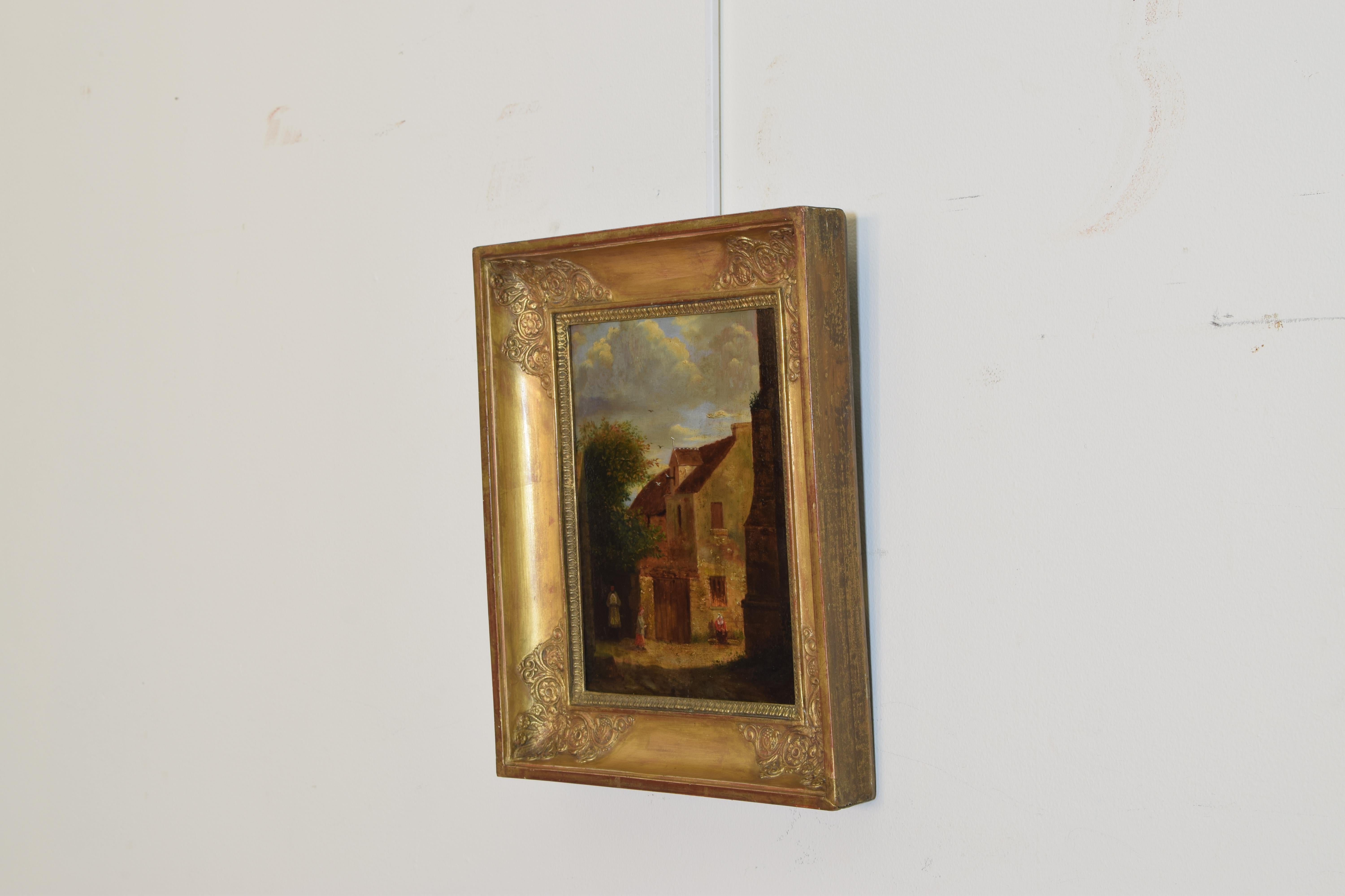 Neoclassical French Oil on Board, 