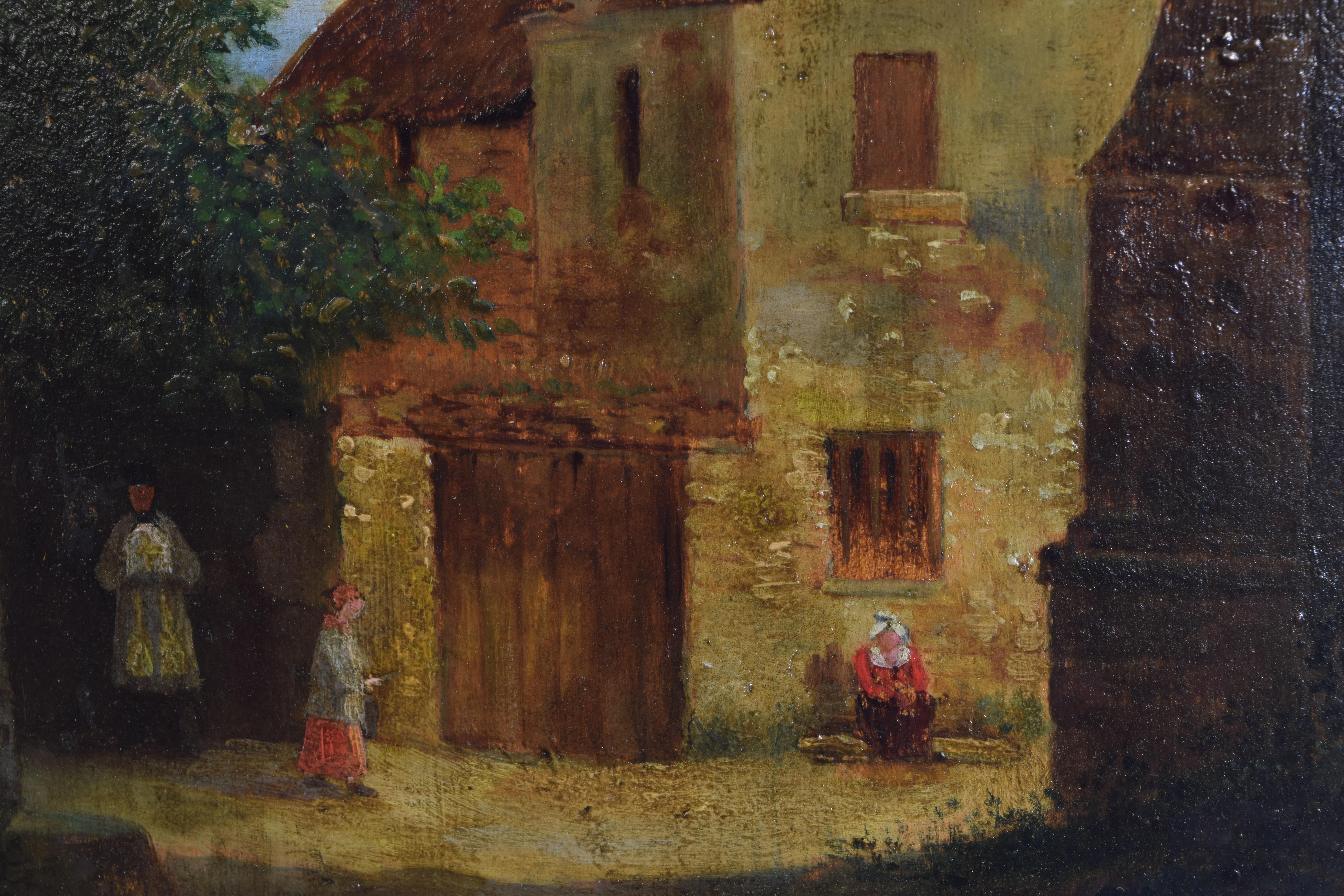 Mid-19th Century French Oil on Board, 