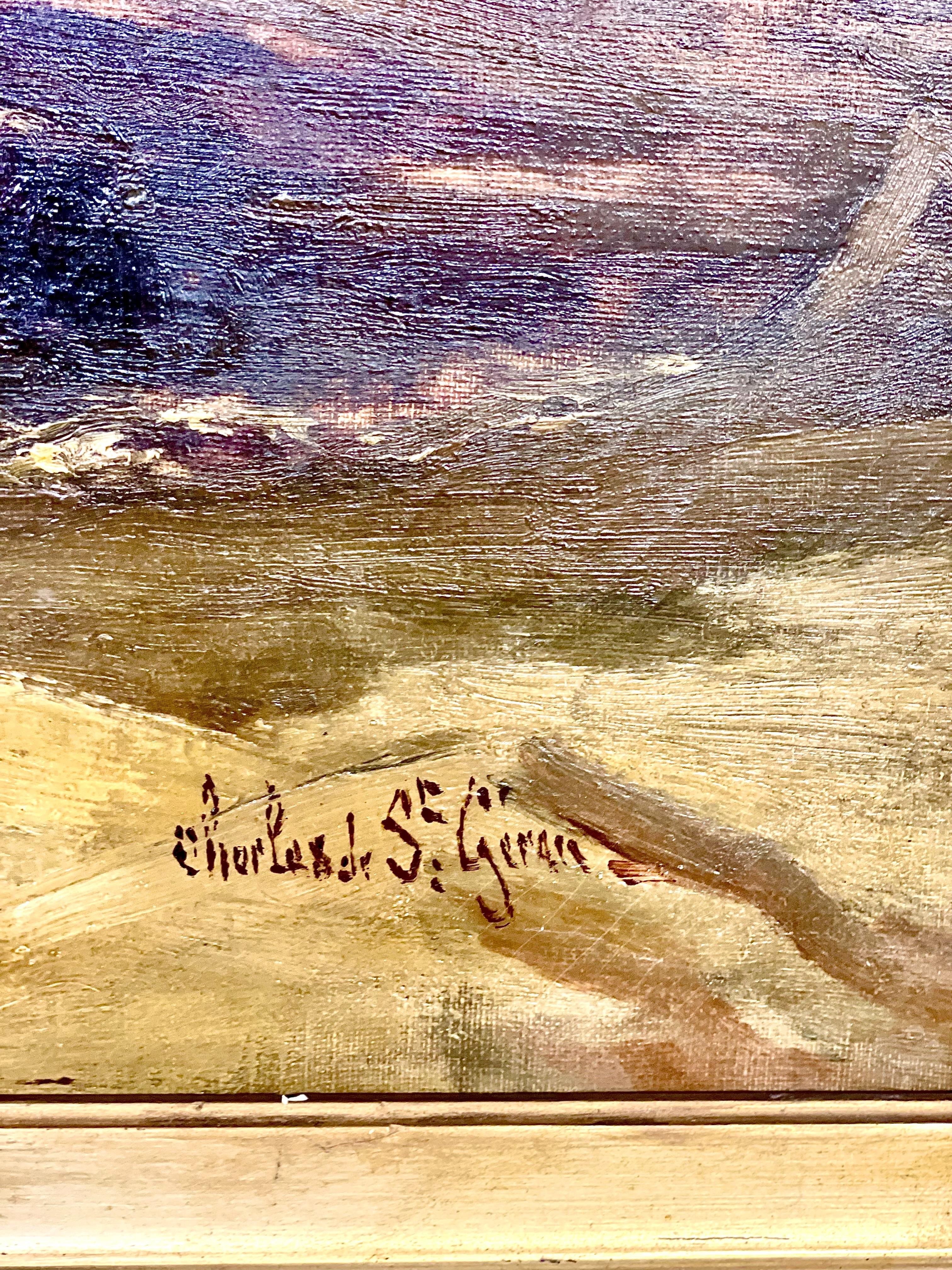 Breites französisches Gemälde mit Fischenszenen entlang der Küste von Charles De Saint Geran (Französisch) im Angebot