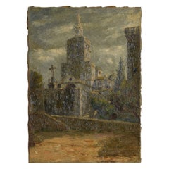 French Oil on Canvas: Cathédrale Notre-Dame des Doms d'Avignon, 2nd half 19th c.
