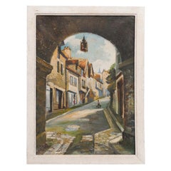 French Oil on Canvas Framed Landscape Painting of the Breton Petit Port de Dinan