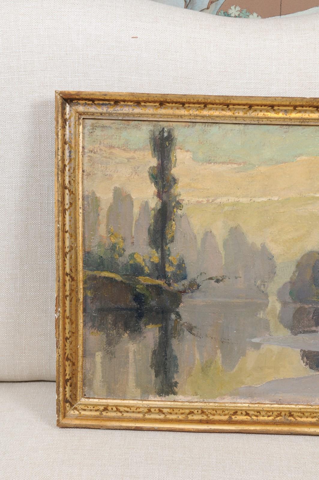 French Oil on Canvas Landscape Painting, Early 20th Century 1