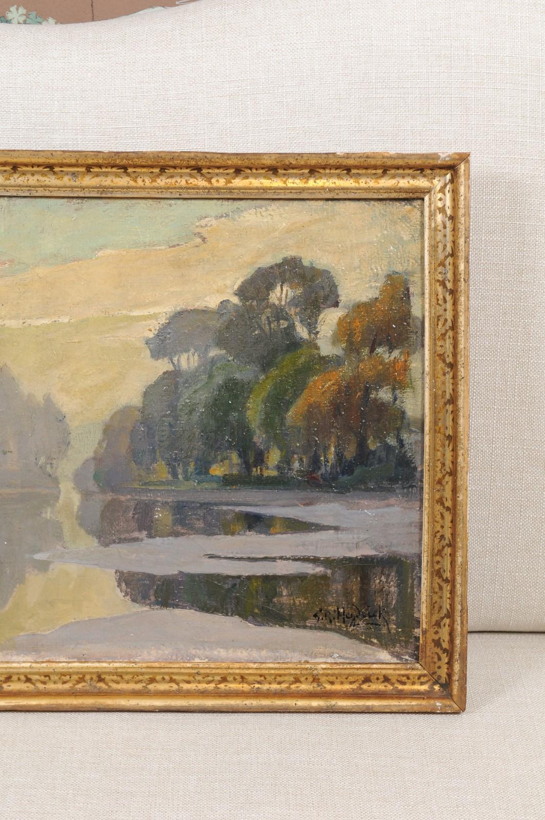 French Oil on Canvas Landscape Painting, Early 20th Century 2