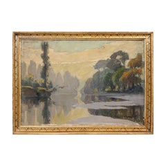French Oil on Canvas Landscape Painting, Early 20th Century
