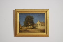 Französisches Öl auf Leinwand, Großer Baum und Bauernhaus in der Provinz, 2. bis 3.