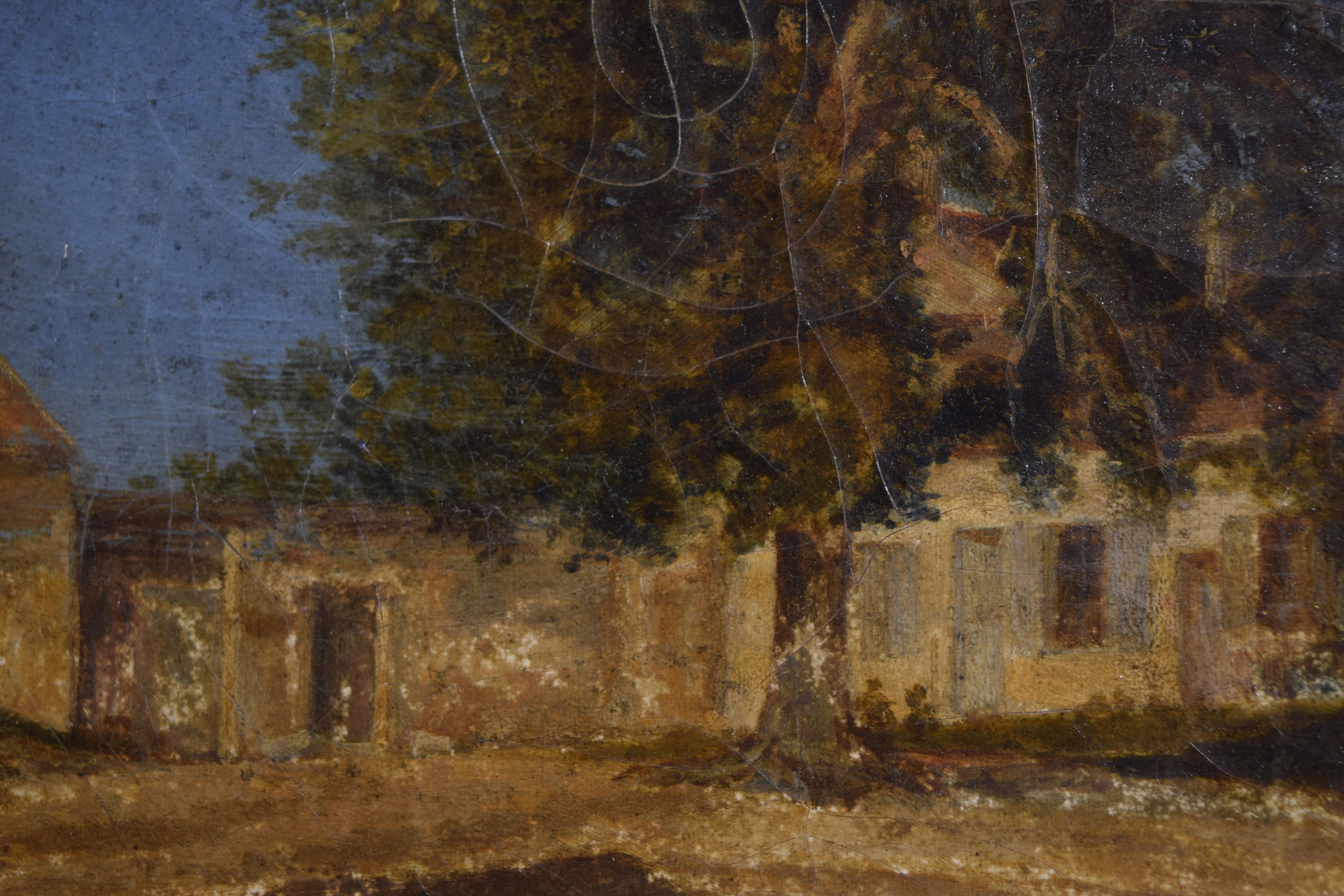 Französisches Öl auf Leinwand, Großer Baum und Bauernhaus in der Provinz, 2. bis 3. (Farbe) im Angebot