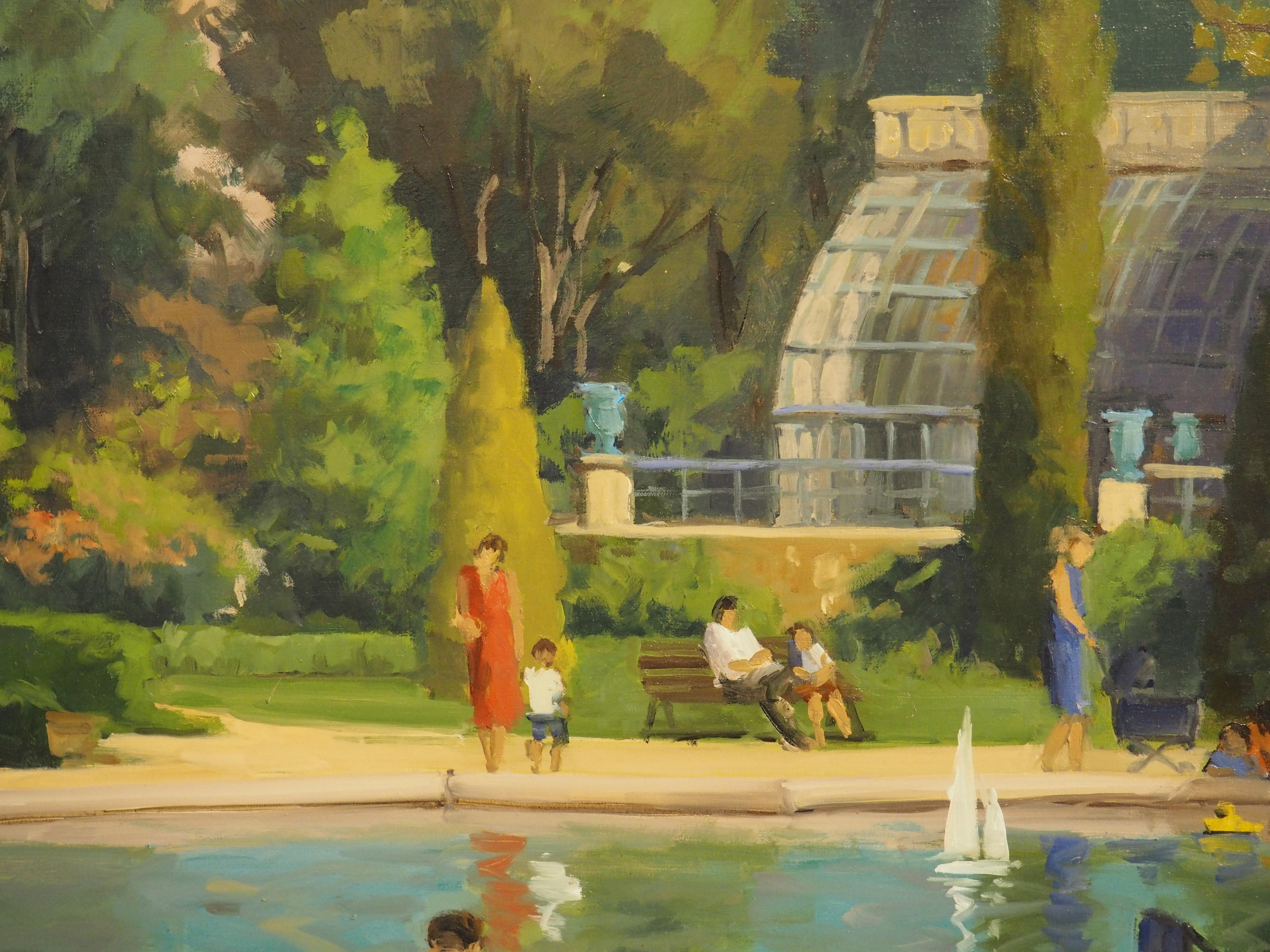 Óleo francés sobre lienzo, Les Jardin des Plantes de Rouen de Annie Puybareau en venta 4