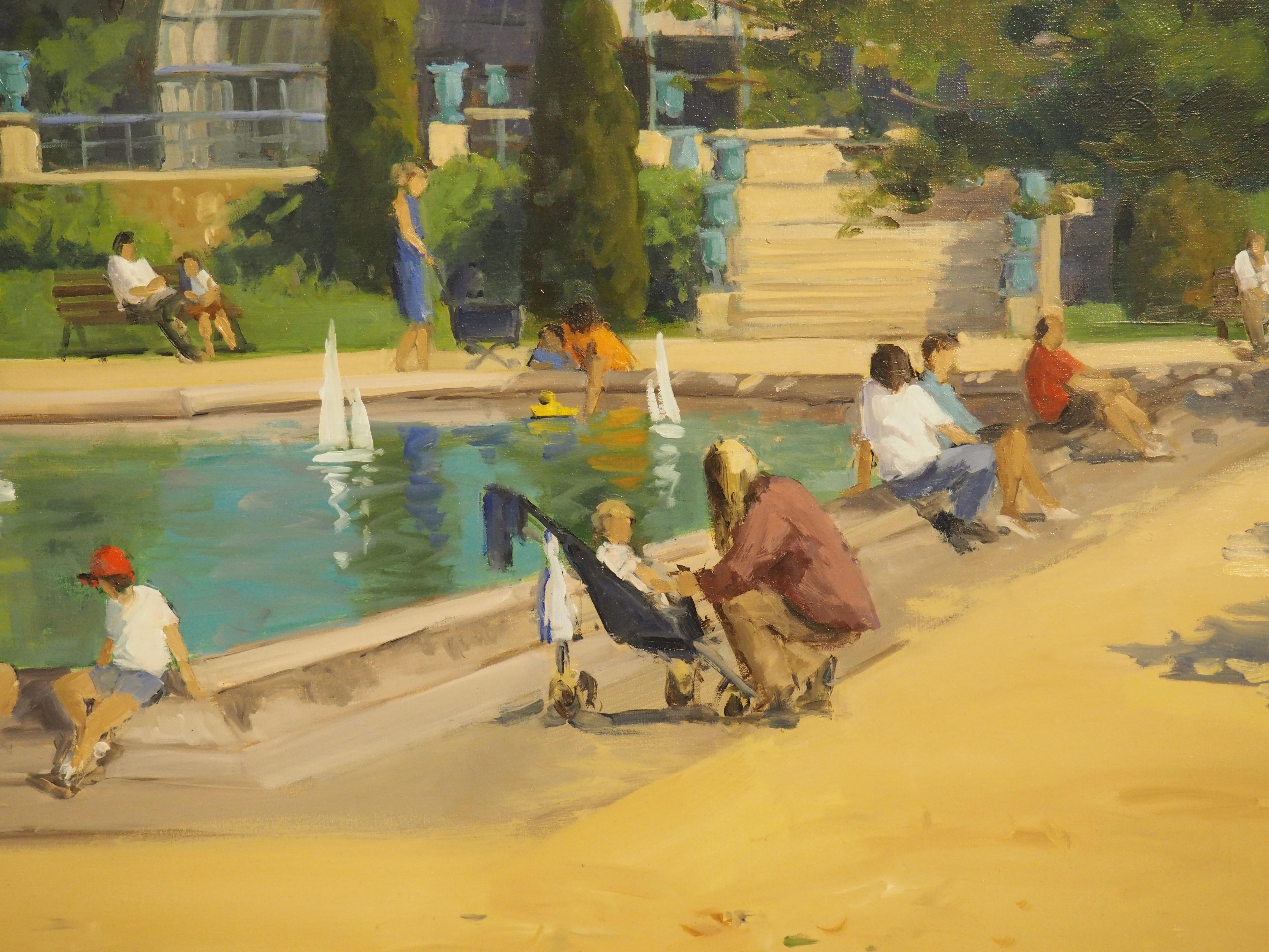 Óleo francés sobre lienzo, Les Jardin des Plantes de Rouen de Annie Puybareau en venta 2