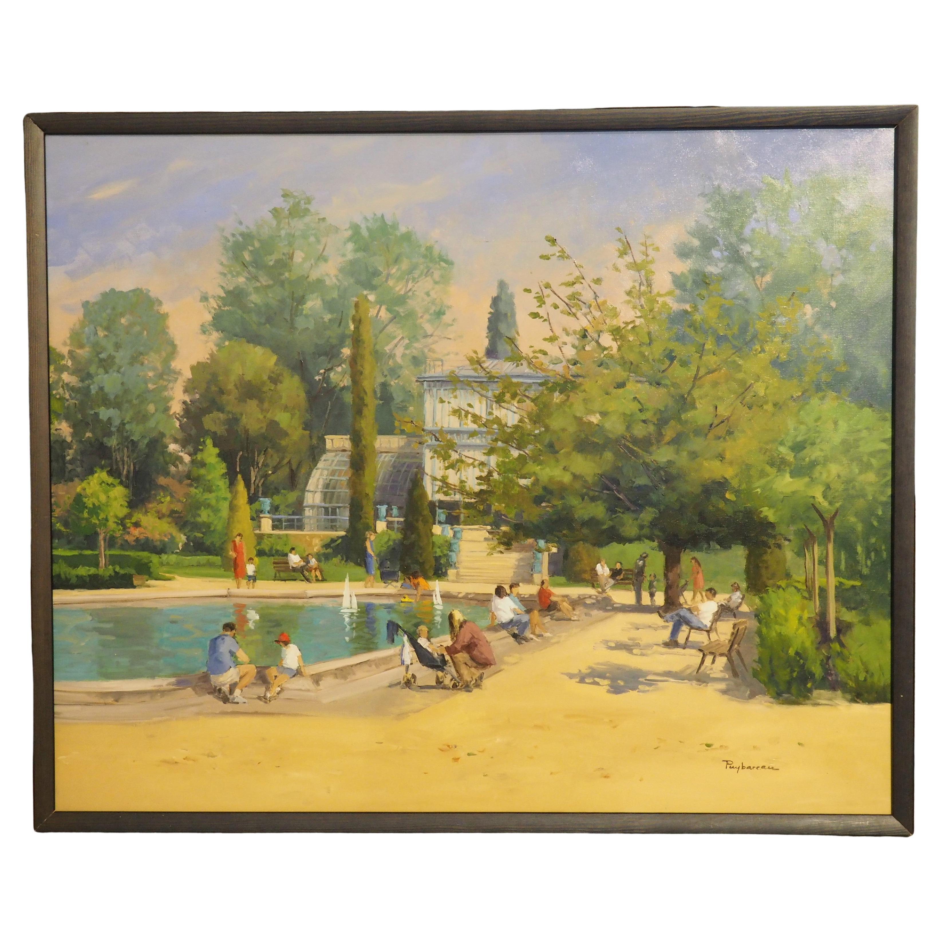 French Oil on Canvas, Les Jardin des Plantes de Rouen by Annie Puybareau