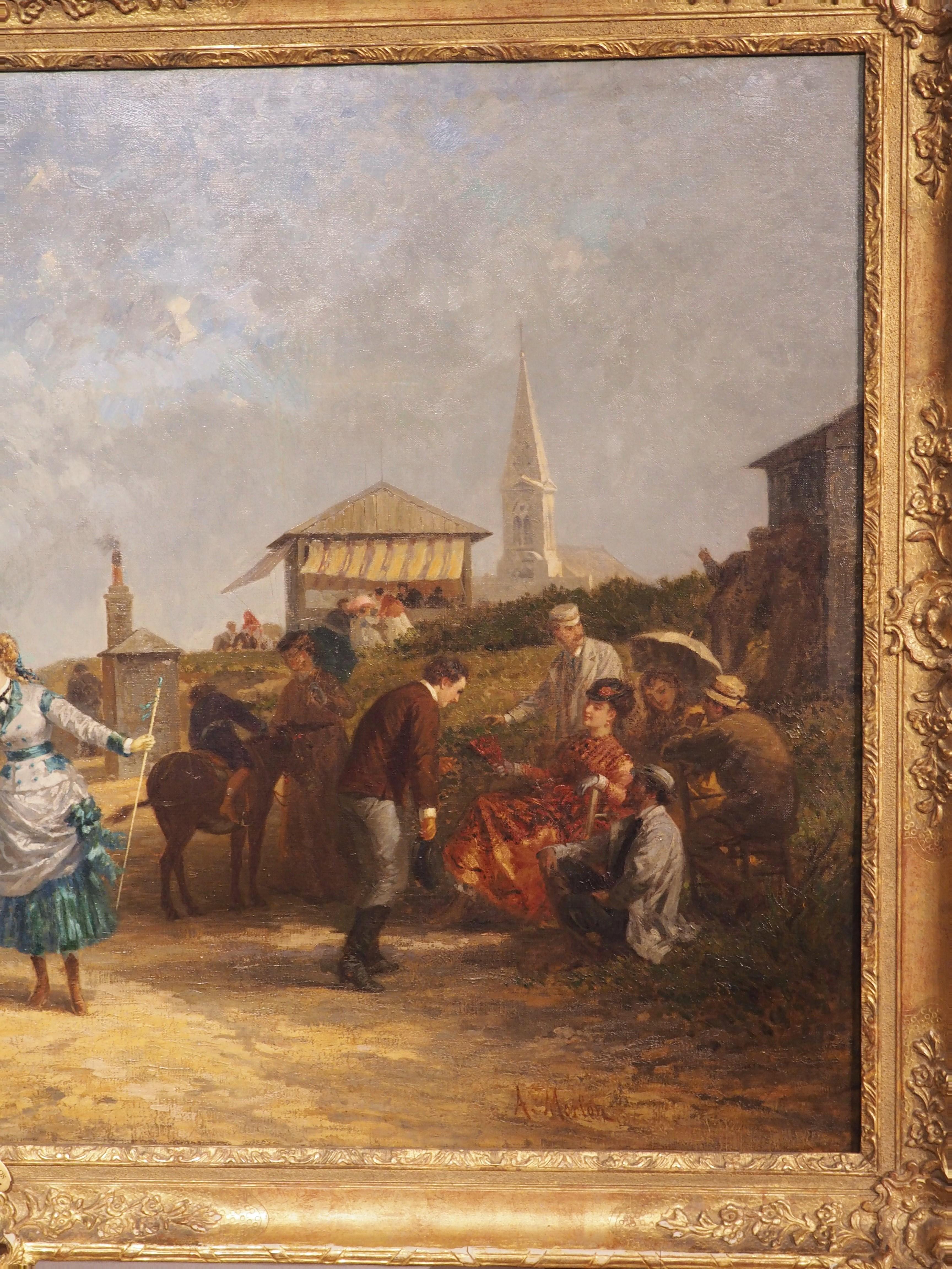French Oil on Canvas, on the Beach at Trouville, Paul-Emile Morlon, circa 1870 For Sale 10